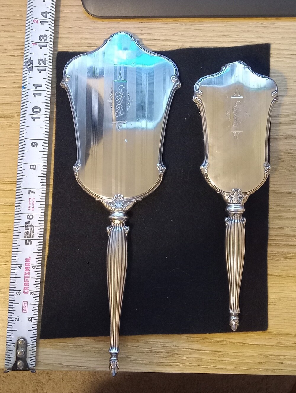 Vintage 1924 Sterling Silver Vanity Set Mirror And Brush 520 Grams MUST SEE